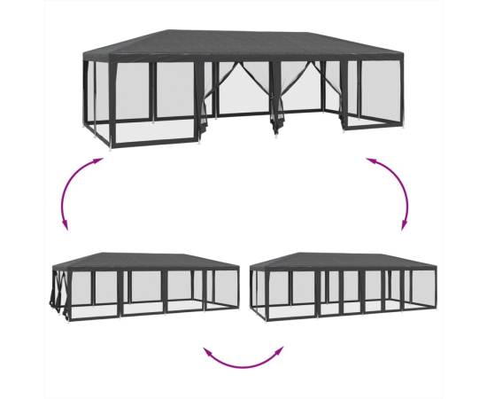 Cort de petrecere cu 12 pereți din plasă, antracit, 8x4 m, hdpe, 6 image