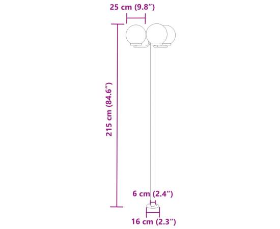 Lămpi exterioare de podea 3 buc argintiu 215 cm oțel inoxidabil, 7 image