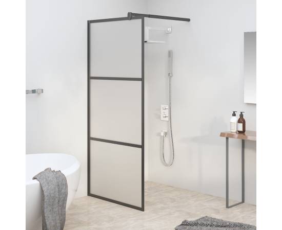 Perete cabină duș walk-in negru 80x195 cm sticlă esg semi-mată