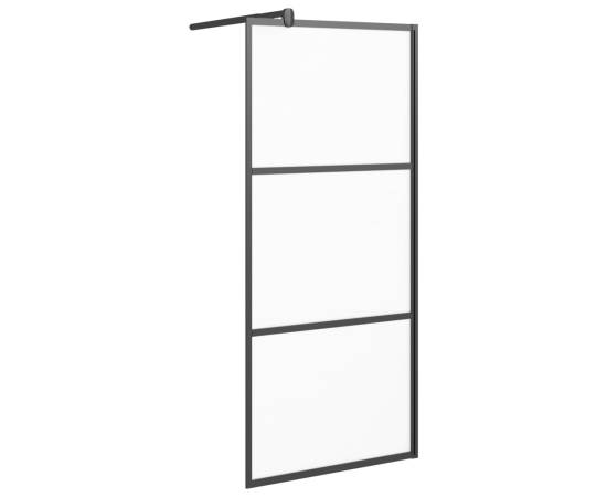 Perete cabină duș walk-in negru 80x195 cm sticlă esg semi-mată, 2 image