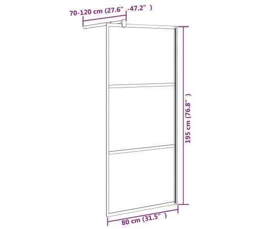 Perete cabină duș walk-in negru 80x195 cm sticlă esg semi-mată, 7 image