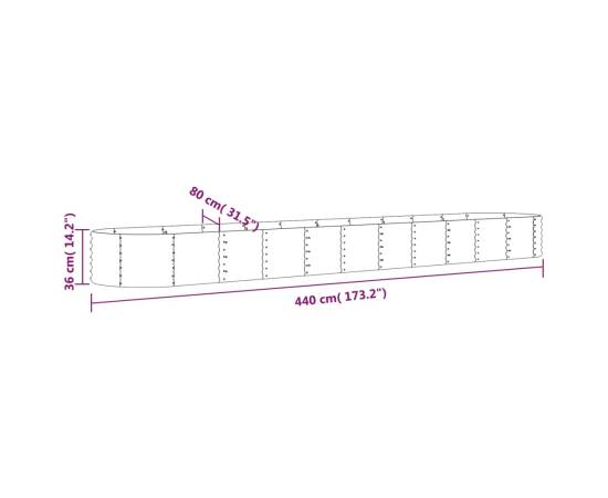 Strat înălțat grădină440x80x36 cm oțel vopsit electrostatic, 6 image