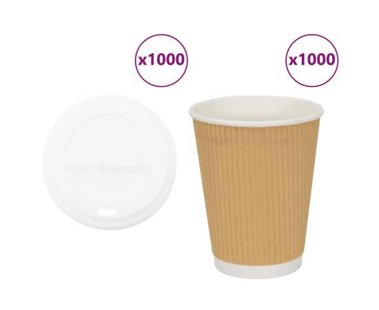 Cești de cafea din hârtie cu capace 1000 buc 12 oz 300 ml