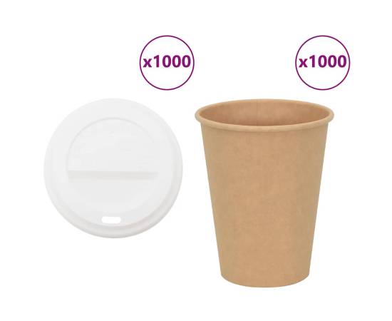 Cești de cafea din hârtie cu capace 1000 buc 12 oz 300 ml