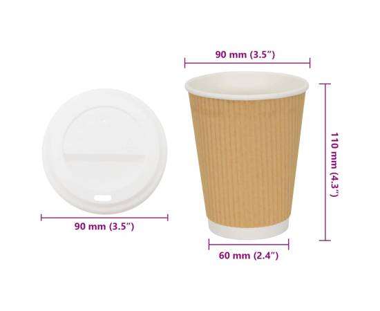 Cești de cafea din hârtie cu capace 1000 buc 12 oz 300 ml, 9 image