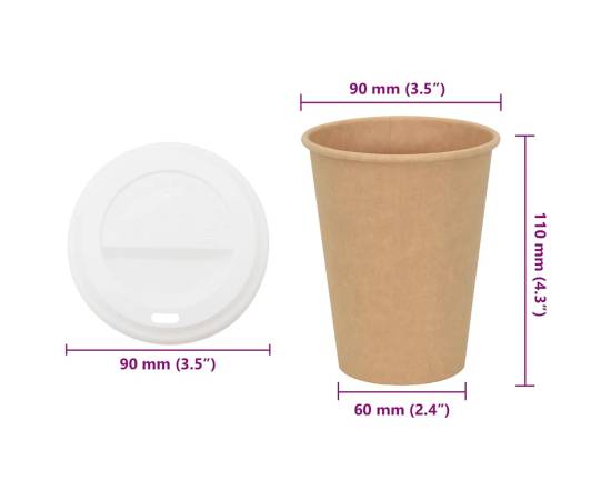 Cești de cafea din hârtie cu capace 1000 buc 12 oz 300 ml, 9 image