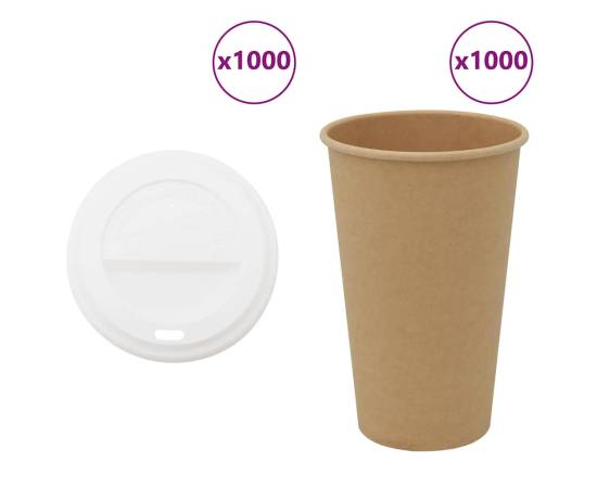 Cești de cafea din hârtie cu capace 1000 buc 16 oz 400 ml