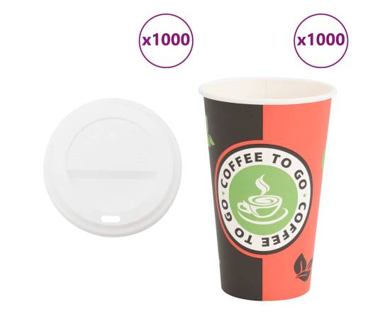 Cești de cafea din hârtie cu capace 1000 buc 16 oz 400 ml