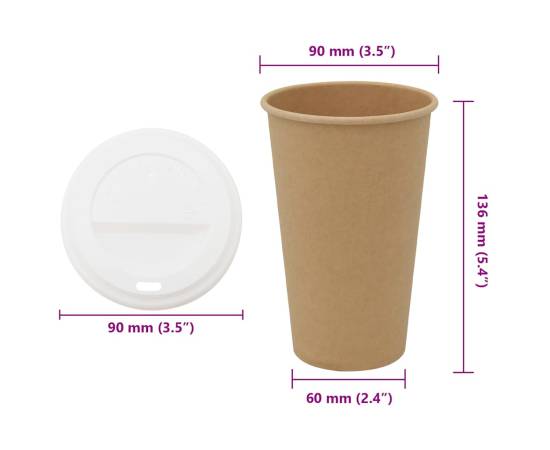 Cești de cafea din hârtie cu capace 1000 buc 16 oz 400 ml, 9 image