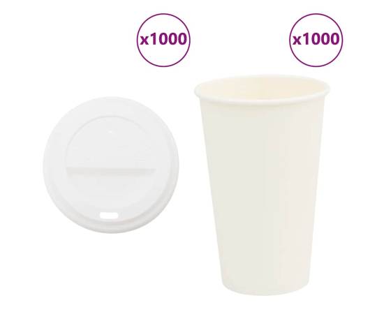 Cești de cafea din hârtie cu capace 1000 buc 16 oz 400 ml