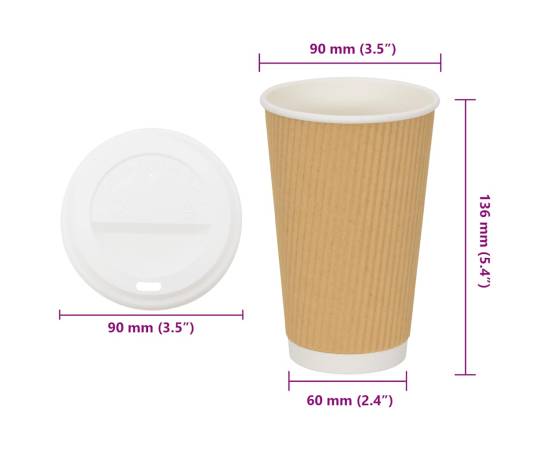 Cești de cafea din hârtie cu capace 1000 buc 16 oz 400 ml, 9 image