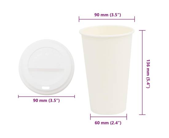 Cești de cafea din hârtie cu capace 1000 buc 16 oz 400 ml, 9 image