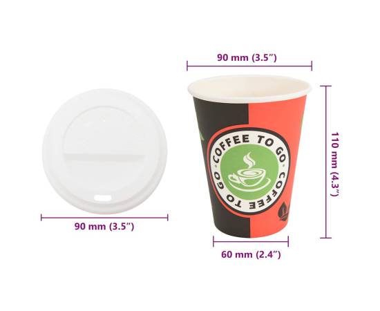 Cești de cafea din hârtie cu capace 1000 buc 4oz 100ml, 9 image