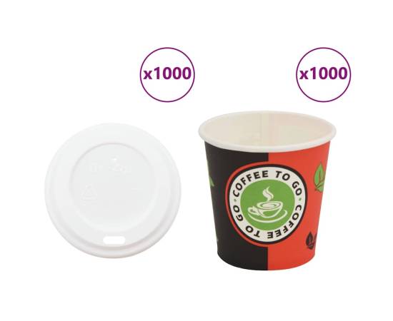 Cești de cafea din hârtie cu capace 1000 buc 4oz 120ml