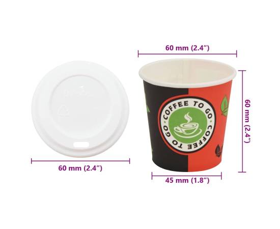 Cești de cafea din hârtie cu capace 1000 buc 4oz 120ml, 9 image