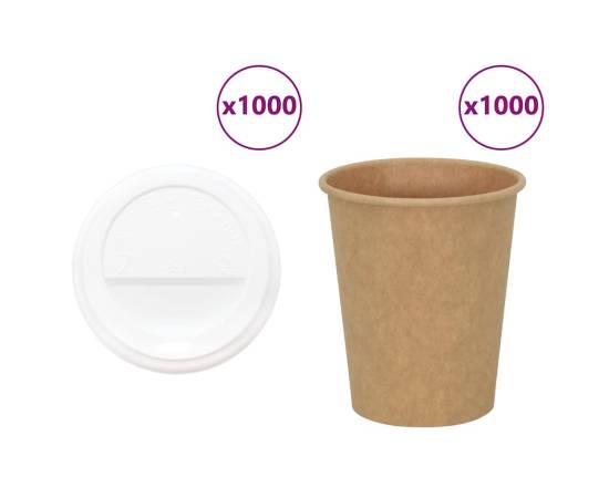 Cești de cafea din hârtie cu capace 1000 buc 8oz 200ml