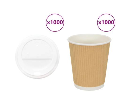 Cești de cafea din hârtie cu capace 1000 buc 8oz 200ml