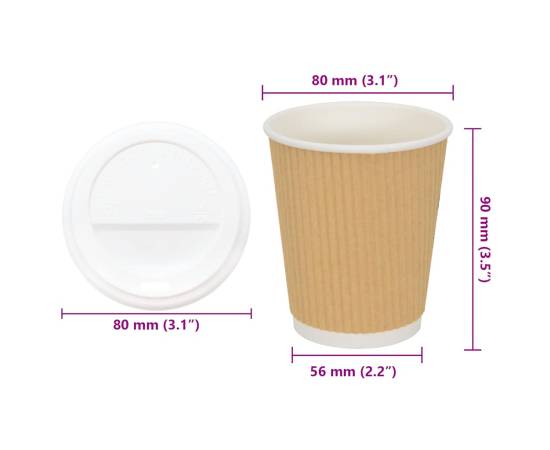 Cești de cafea din hârtie cu capace 1000 buc 8oz 200ml, 9 image