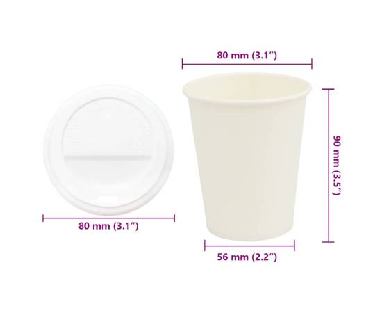 Cești de cafea din hârtie cu capace 1000 buc 8oz 200ml, 9 image