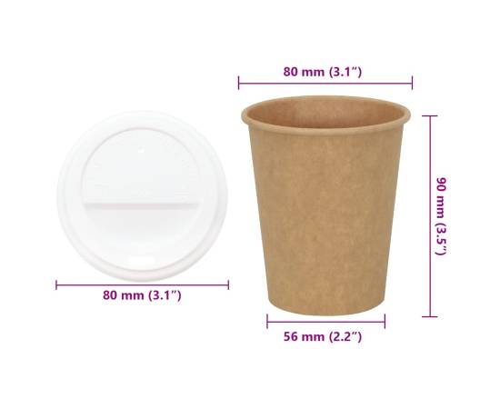 Cești de cafea din hârtie cu capace 1000 buc 8oz 200ml, 9 image