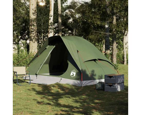 Cort camping cupolă 4 persoane verde măsliniu impermeabil, 3 image