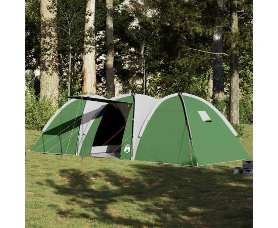 Cort de camping cupolă pentru 8 persoane, verde, impermeabil