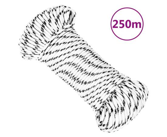 Frânghie împletită pentru barcă, alb, 4 mm x 250 m, poliester, 6 image