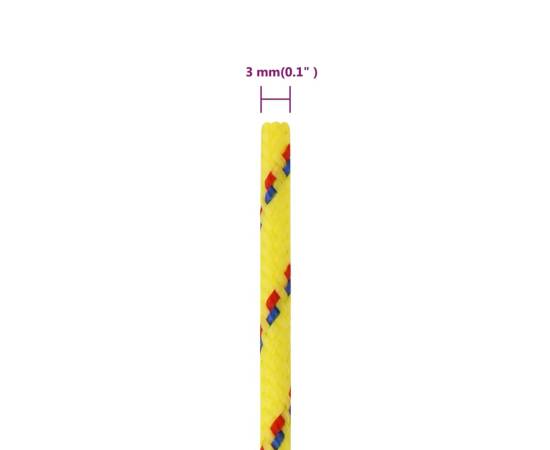 Frânghie de barcă, galben, 3 mm, 25 m, polipropilenă, 6 image