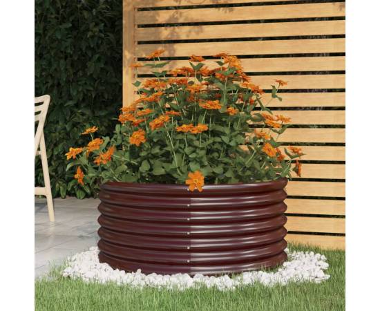 Jardinieră grădină maro 80x80x36 cm oțel vopsit electrostatic