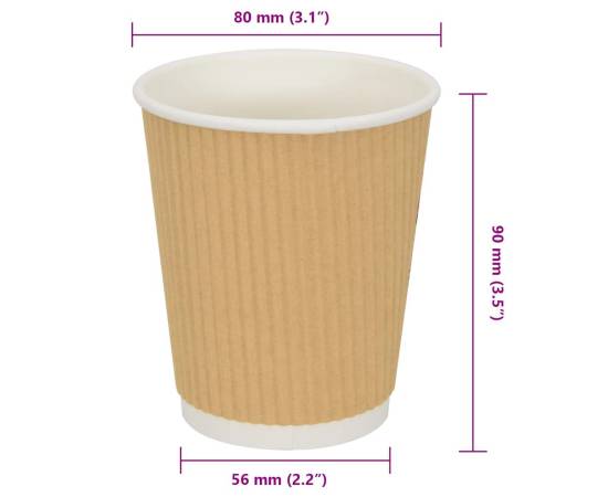 Cești de cafea din hârtie 500 buc 8oz 200ml maro, 7 image