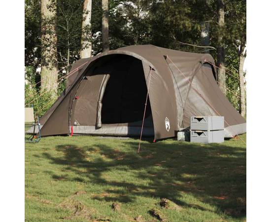 Cort de camping cupolă pentru 6 persoane, maro, impermeabil