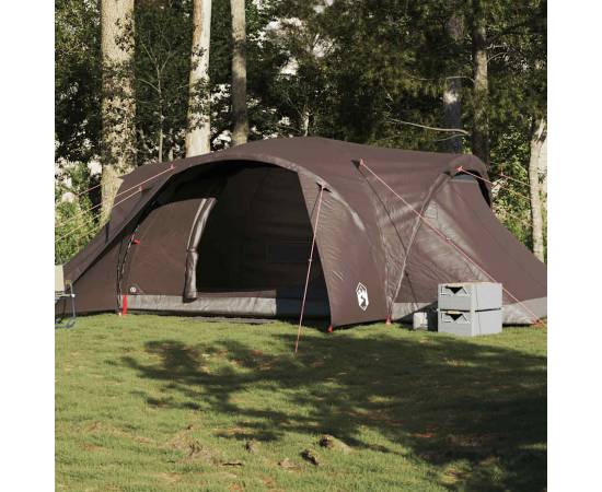 Cort de camping cupolă pentru 6 persoane, maro, impermeabil