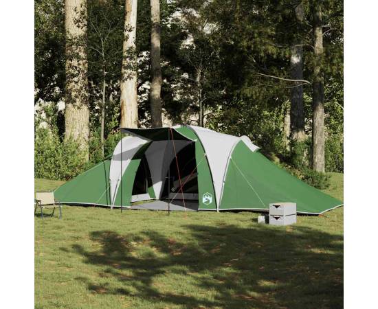 Cort de camping cupolă pentru 6 persoane, verde, impermeabil