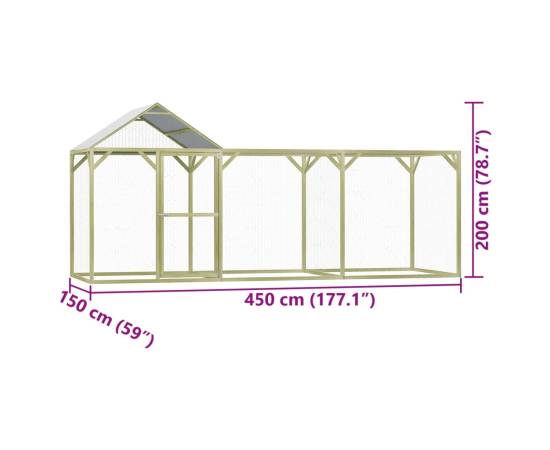 Cușcă pentru pui, 4,5x1,5x2 m, lemn de pin tratat, 7 image