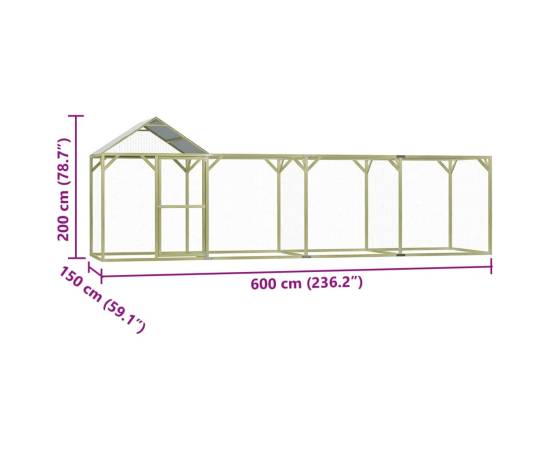 Cușcă pentru pui, 6x1,5x2 m, oțel, 7 image