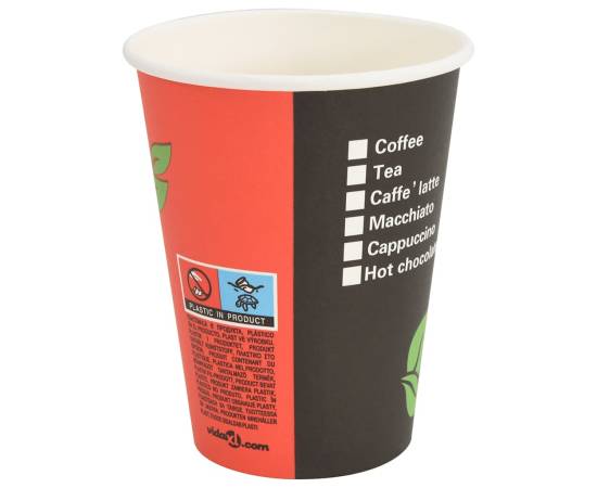 Cești de cafea din hârtie 1000 buc 12 oz 300 ml roșu și negru, 4 image