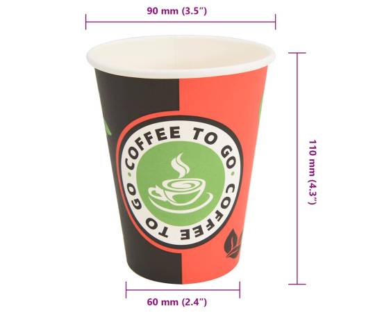 Cești de cafea din hârtie 1000 buc 12 oz 300 ml roșu și negru, 7 image