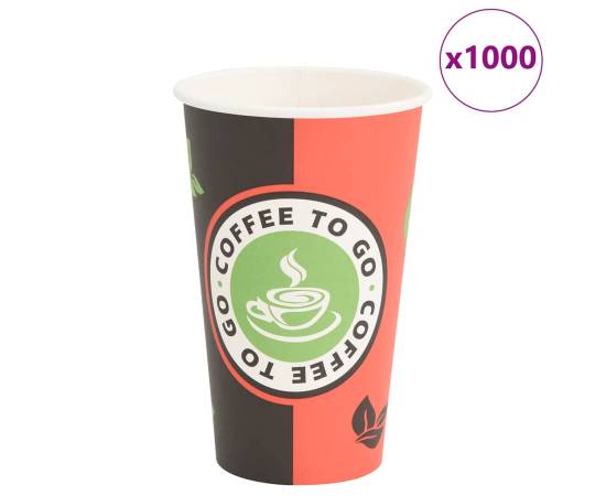 Cești de cafea din hârtie 1000 buc 16 oz 400 ml roșu și negru