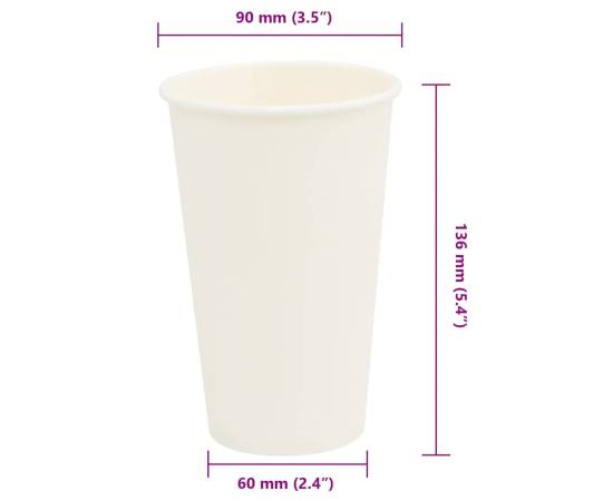 Cești de cafea din hârtie 1000 buc 16oz 400ml alb, 7 image