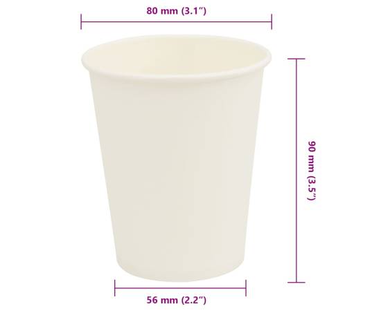 Cești de cafea din hârtie 1000 buc 8oz 200ml alb, 7 image