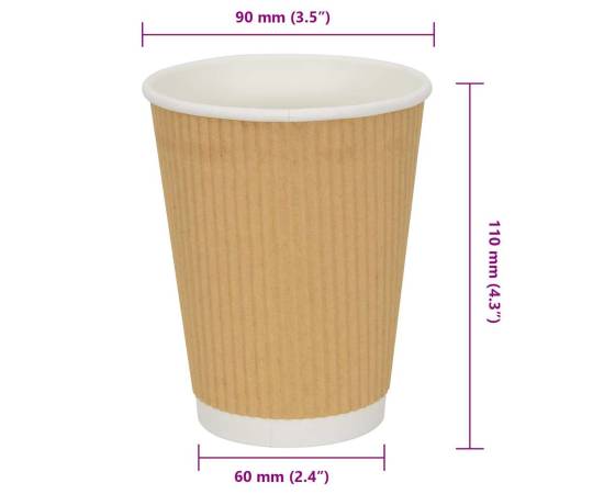 Cești de cafea din hârtie 500 buc 12 oz 300 ml maro, 7 image