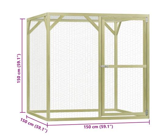 Cușcă pentru pui, 1,5x1,5x1,5 m, oțel, 6 image