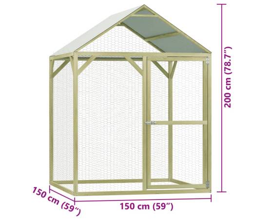 Cușcă pentru pui, 1,5x1,5x2 m, lemn de pin tratat, 7 image