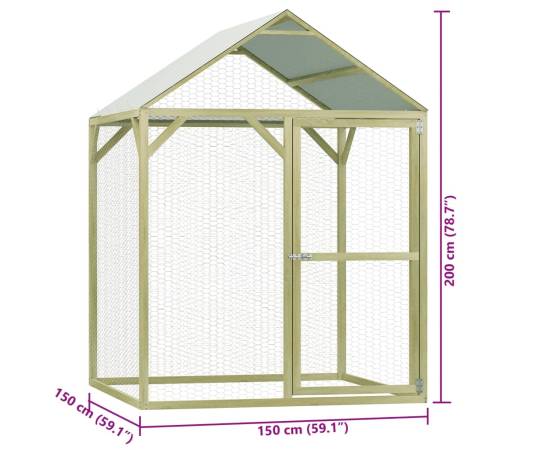 Cușcă pentru pui, 1,5x1,5x2 m, oțel, 7 image