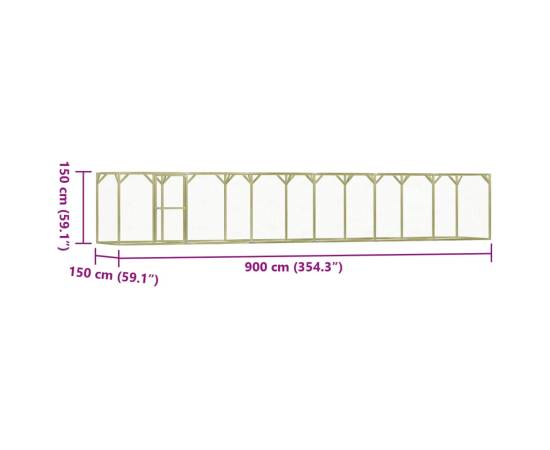 Cușcă pentru pui, 9x1,5x1,5 m, oțel, 6 image