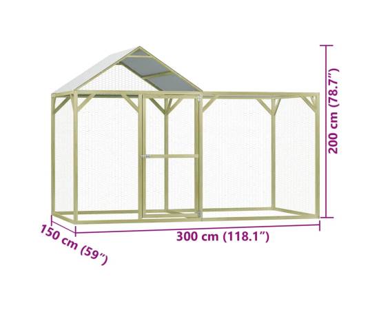 Cușcă pentru pui 3x1,5x2 m lemn de pin tratat, 7 image