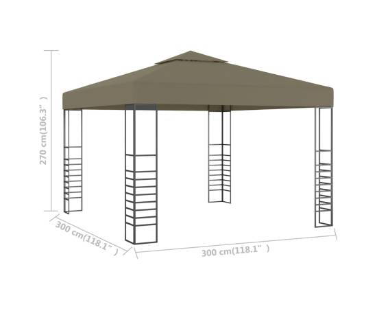 Pavilion de grădină, gri taupe, 3 x 3 m, 180 g/m², 5 image