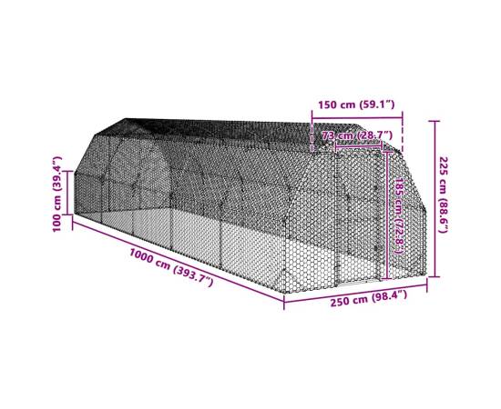 Țarc de găini 2,5x10x2,25 m oțel galvanizat, 8 image