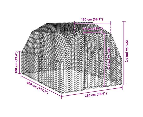 Țarc de găini 2,5x4x2,25 m oțel galvanizat, 8 image