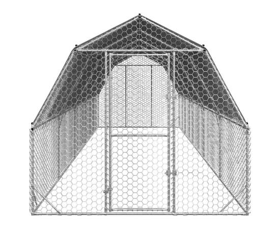 Țarc de găini cu acoperiș 2,5x10x2,25 m oțel galvanizat, 3 image